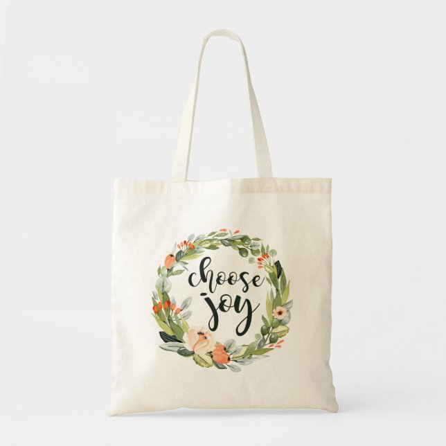 Wählen Sie Freude, Inspirational Taschen-Tasche Tragetasche (Vorne)