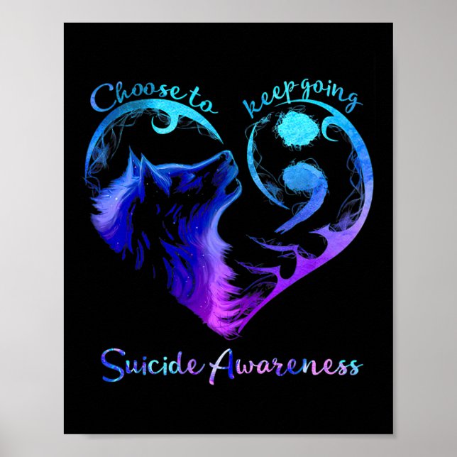 Wählen Sie "Going Heart Wolf Suicide Awareness" Be Poster (Vorne)