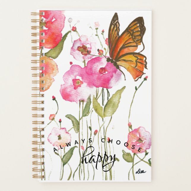 Wählen Sie Happy Butterfly Garden Spiral Planner Planer (Vorderseite)