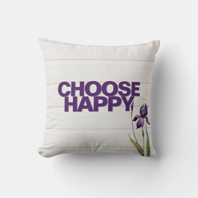 Wählen Sie Happy Lila Iris on Wood Kissen (Vorderseite)