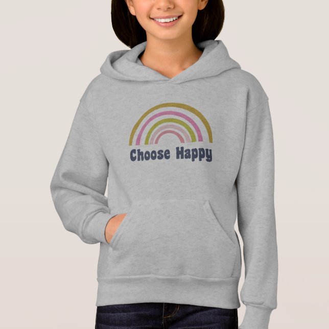 Wählen Sie Happy Niedlich Retro Rainbow Inspiratio Hoodie (Vorderseite)