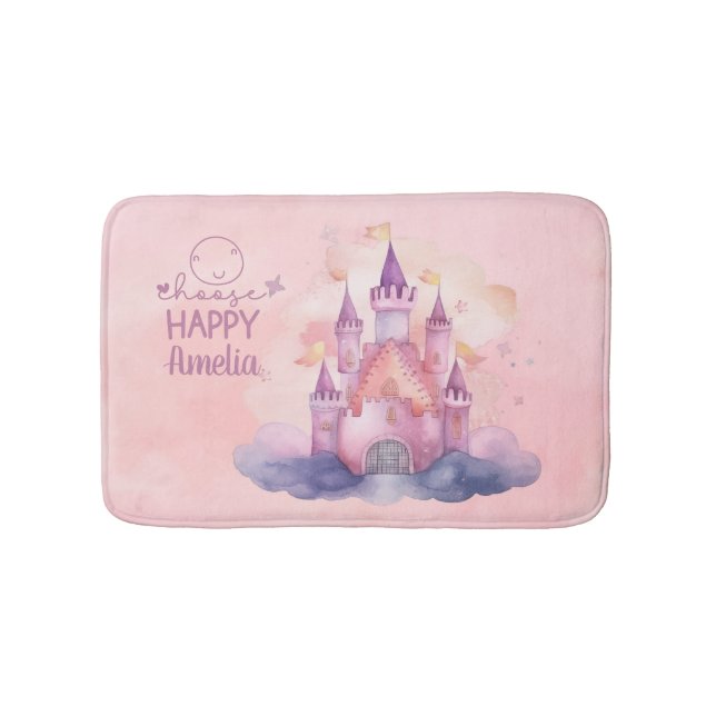 Wählen Sie Happy Palace auf der rosafarbenen Cloud Badematte (Vorderseite)