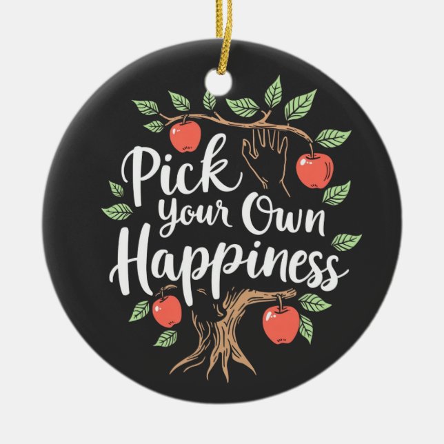 Wählen Sie Ihr eigenes Glück Apple Picking Saison  Keramik Ornament (Vorne)