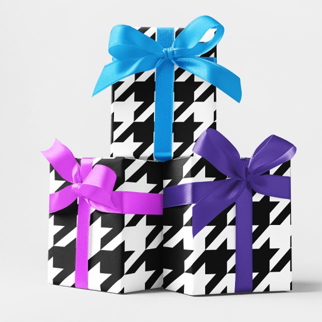 Wählen Sie Ihr Hintergrundfarbe-Hahnentrittmuster  Geschenkpapier (Choose Your Background Color Houndstooth Wrapping Paper)