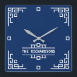 Wählen Sie Ihre Art Deco Retro Geometric Border Quadratische Wanduhr<br><div class="desc">Erstellen Sie mit diesem Art Deco-inspiriert Grenzdesign Ihr eigenes cooles Retro-Monogramm. Ersetzen Sie den Beispieltext durch Ihren eigenen für ein personalisiertes Geschenk. Die Hintergrundfarbe ist vollständig anpassbar, sodass Sie sie Ihrem Dekor oder Ihrer Lieblingsfarbe anpassen können. Klicken Sie einfach auf den Link "Details" und dann auf den Link "Weitere Anpassungen...</div>