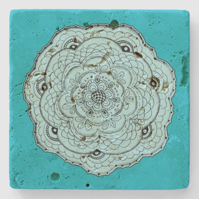 Wählen Sie Ihre eigene Farbleiste Doily Blume Steinuntersetzer (Vorderseite)