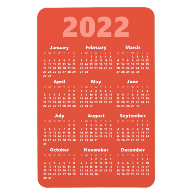 Wählen Sie Ihre eigenen Farben | 2022 Kalender Mag Magnet (Vertikal)