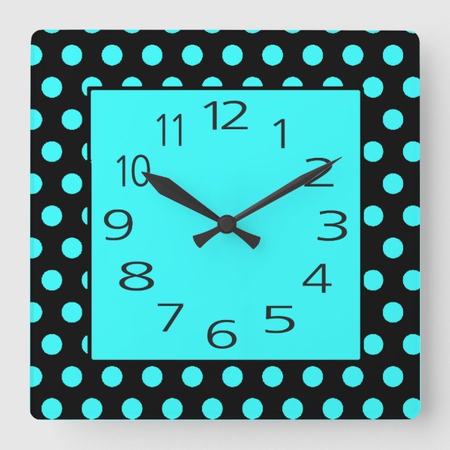 Wählen Sie Ihre eigenen Polka-Punkte aus. Quadratische Wanduhr (Vorderseite)