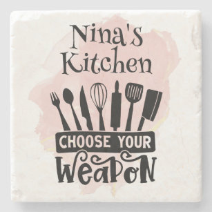 Wählen Sie Ihre Waffe Küchenwerkzeuge Pink Splash Steinuntersetzer