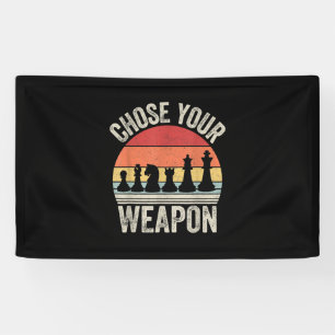 Wählen Sie Ihre Waffe Lustige Schachfiguren Banner