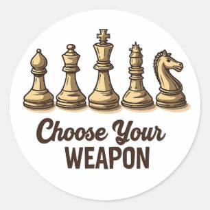 Wählen Sie Ihren Weapon Funny Schach Pieces Player Runder Aufkleber