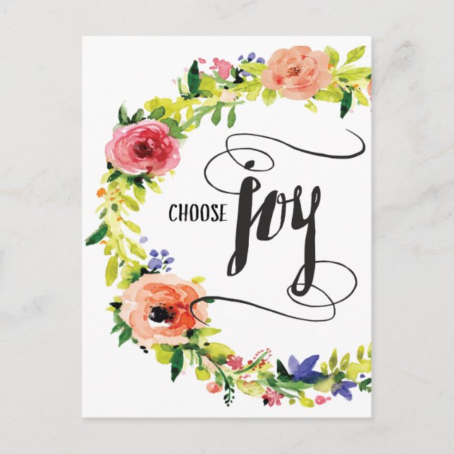 Wählen Sie Joy, mit Blume Postcard Postkarte (Vorderseite)