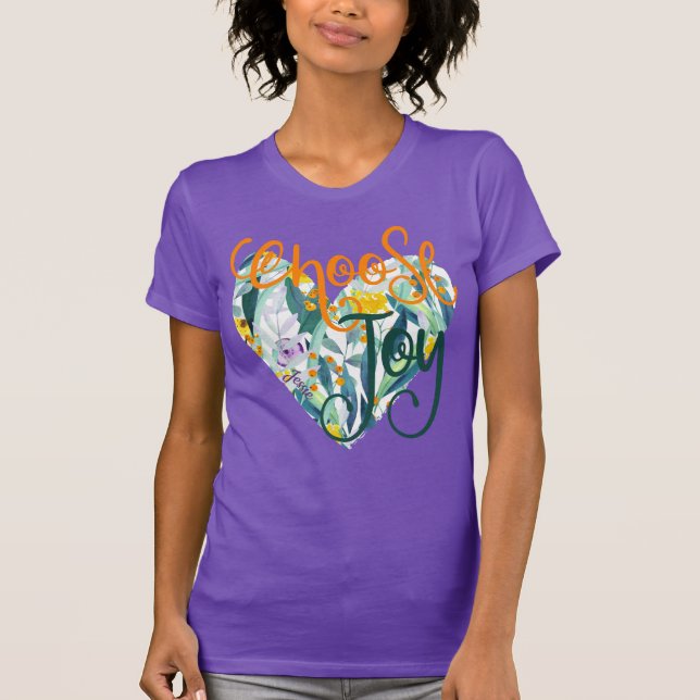 Wählen Sie Joy Name Floral Heart T-Shirt (Vorderseite)