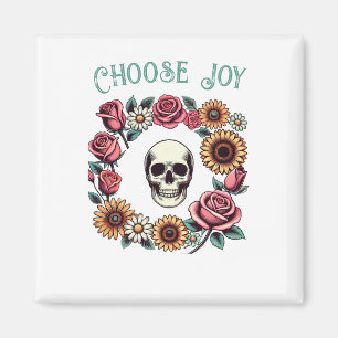Wählen Sie Joy Skull und Blume Magnet