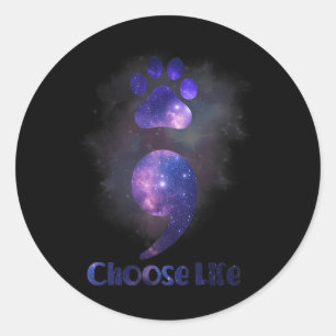 Wählen Sie Life Semicolon Cat Paw Suizidprävention Runder Aufkleber
