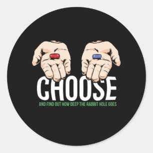 Wählen Sie Rote Pille - roter Pfeiler - Geschenk Runder Aufkleber