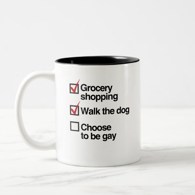 WÄHLEN SIE SICH AUS, UM DIE PRÜFUNG ZU ERHALTEN ZWEIFARBIGE TASSE (Links)