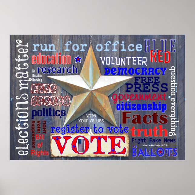 Wahlen sind wichtig. Stimme! WordArt™ Poster (Vorne)