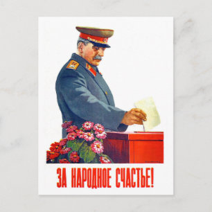 Wählender Stalin, alte sowjetische Propaganda Postkarte