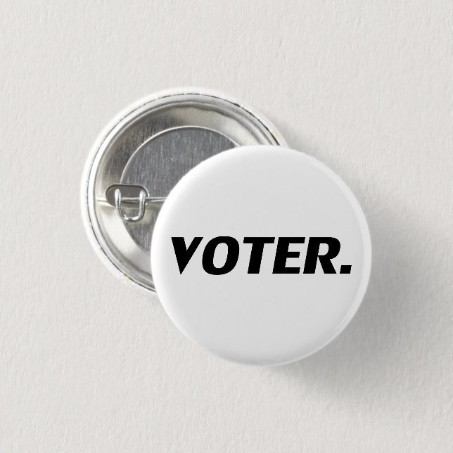 "Wähler" - schwarze Buchstaben Button (Vorne & Hinten)