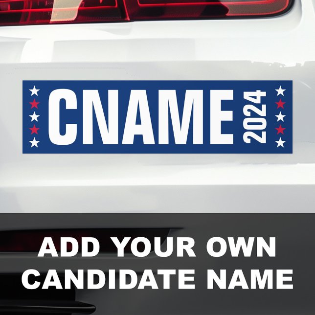 Wahlkampagne für das Jahr der Kandidatur Autoaufkleber (Candidate name year political election campaign bumper sticker)