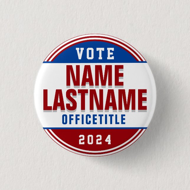 Wahlkampfschaltfläche rot, weiß blau button (Vorderseite)
