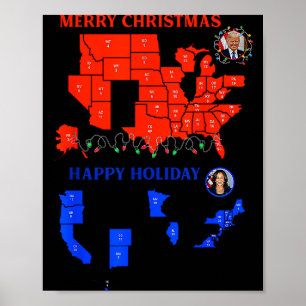 Wahlkarte 2024 Frohe Weihnachten Trump Erdrutschsi Poster