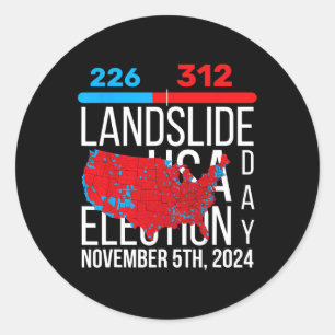 Wahlplan 2024 Schlussabstimmung 312 Trump Landslid Runder Aufkleber