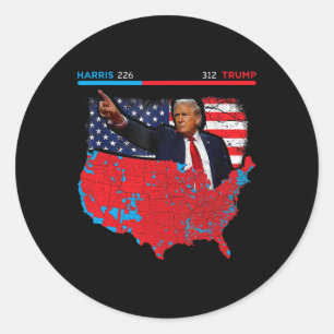 Wahlplan 2024 Trump 312 Rote Wahlen 2024 Res Runder Aufkleber