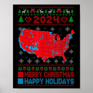 Wahlplan 2024 Trump Landslide Ugly Christmas Poster