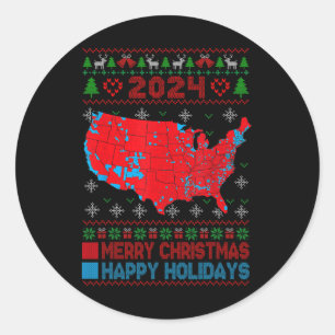 Wahlplan 2024 Trump Landslide Ugly Christmas Runder Aufkleber