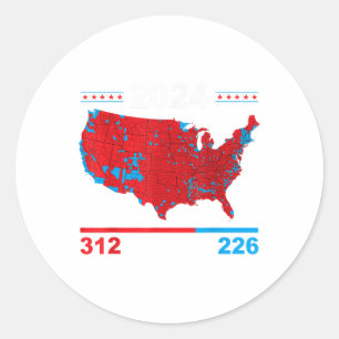 Wahlplan Trump 312 Red 2024 Wahlergebnisse Runder Aufkleber