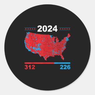 Wahlplan Trump 312 Red 2024 Wahlergebnisse Runder Aufkleber