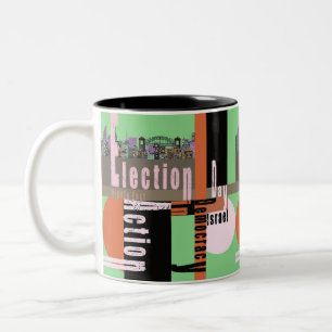 Wahltag Typografie Zweifarbige Tasse