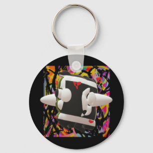Wahnsinn Kunst Mosaik tiefschwarz gerahmt USB Schlüsselanhänger