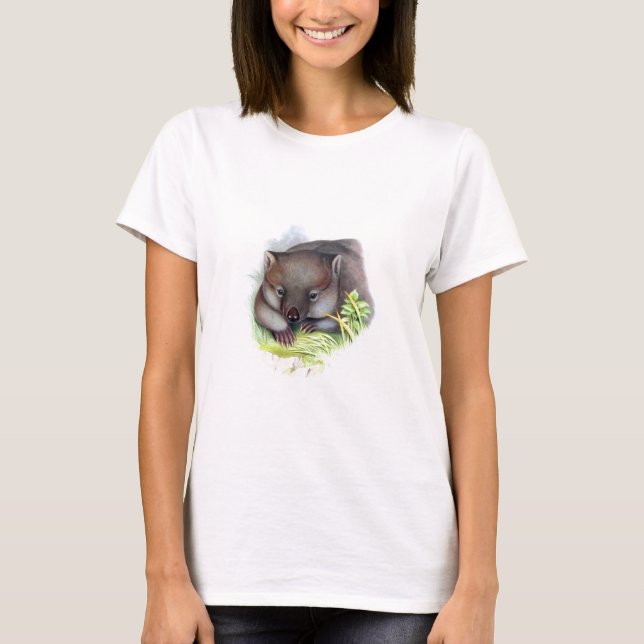 Wahnsinnig niedliche australische Wombat Vintag T-Shirt (Vorderseite)
