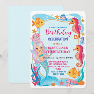 Wahnsinnig Regenbogen-Meerjungfrau-Krake-Geburtsta Save The Date