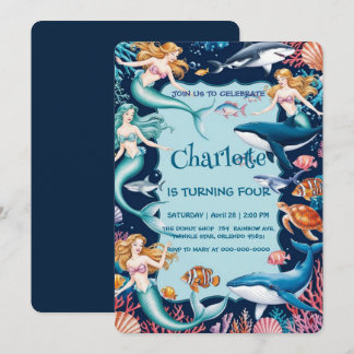 Wahnsinnige Meerjungfrau-Geburtstagsparty Einladung
