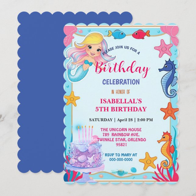 Wahnsinnige Regenbogenfrau Seepferd Geburtstag Save The Date (Vorne/Hinten)
