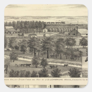 Wahoo-Tal-Bauernhof, Nebraska Quadratischer Aufkleber