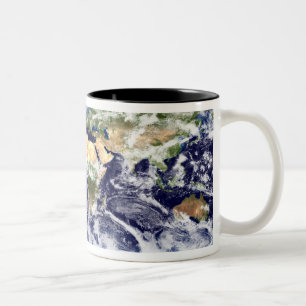 Wahr-Farbebild der gesamten Erde Zweifarbige Tasse