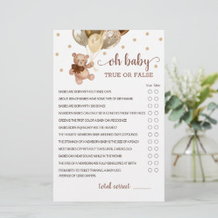 Wahr oder Falsch Fakten Spiel Baby Shower Teddybär