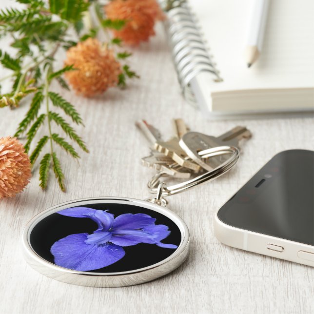 Wahre blaue Iris Schlüsselanhänger (Seite)