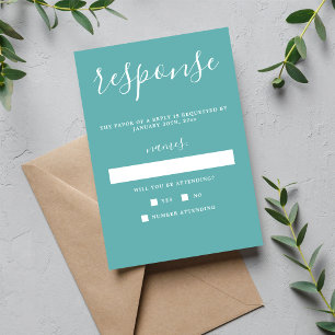 Wahre Einfachheit 1 Aquamarine karibische Hochzeit RSVP Karte