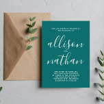 Wahre Einfachheit 1 Aquamarine Minimalistische Hoc Einladung<br><div class="desc">Diese einfache und wunderschöne Hochzeitseinladung ist perfekt für den Minimalisten in uns allen! Bitte kontaktieren Sie mich,  wenn Sie Hilfe bei der Anpassung des Textes dieser Hochzeitseinladung wünschen.</div>