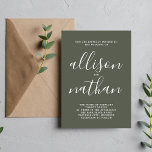Wahre Einfachheit 1 Camouflage Grüne Minimalistisc Einladung<br><div class="desc">Diese einfache und wunderschöne Hochzeitseinladung ist perfekt für den Minimalisten in uns allen! Bitte kontaktieren Sie mich,  wenn Sie Hilfe bei der Anpassung des Textes dieser Hochzeitseinladung wünschen.</div>