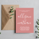 Wahre Einfachheit 1 Dusty Rose Minimalistische Hoc Einladung<br><div class="desc">Diese einfache und wunderschöne Hochzeitseinladung ist perfekt für den Minimalisten in uns allen! Bitte kontaktieren Sie mich,  wenn Sie Hilfe bei der Anpassung des Textes dieser Hochzeitseinladung wünschen.</div>