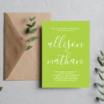 Wahre Einfachheit 1 Grüne Minimalistische Hochzeit Einladung<br><div class="desc">Diese einfache und wunderschöne Hochzeitseinladung ist perfekt für den Minimalisten in uns allen! Bitte kontaktieren Sie mich,  wenn Sie Hilfe bei der Anpassung des Textes dieser Hochzeitseinladung wünschen.</div>
