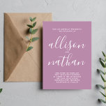 Wahre Einfachheit 1 Lavendelschrift Minimale Hochz Einladung<br><div class="desc">Diese einfache und wunderschöne Hochzeitseinladung ist perfekt für den Minimalisten in uns allen! Bitte kontaktieren Sie mich,  wenn Sie Hilfe bei der Anpassung des Textes dieser Hochzeitseinladung wünschen.</div>
