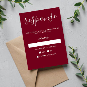 Wahre Einfachheit 1 Minimalistische Hochzeit in Bu RSVP Karte